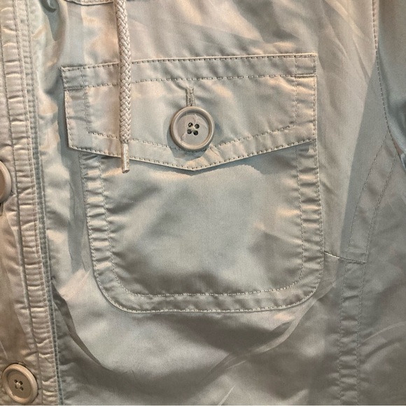 GAP Sz L Silver Quilted Cozy Drawstring Waist Many Pockets Puffer Coat  Jacket - Picture 7 of 14